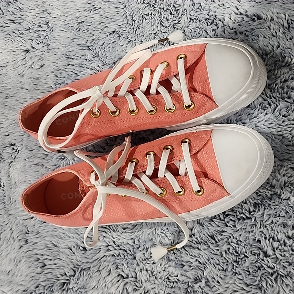 Converse Pink Canvas Sneakers with White Laces